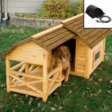 8. Wooden Barn for Large & Extra Large Dogs with Heater