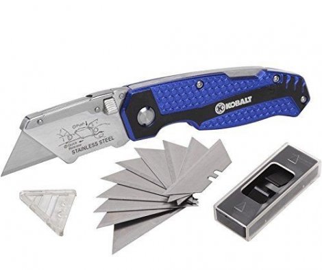 8. Kobalt Utility Knife & 11 Blades, Foldable Speed Release Quick