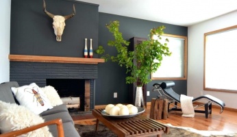 painted brick fireplace